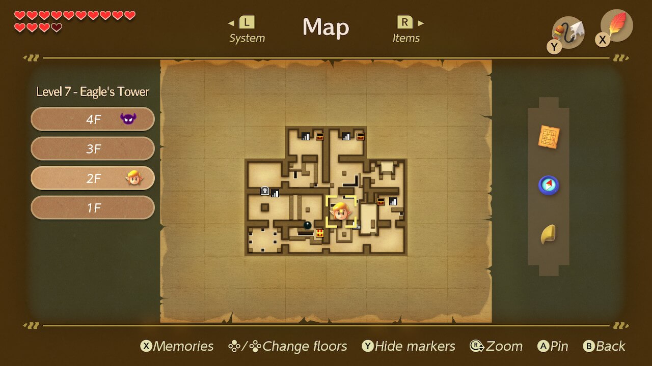Navigate your way in The Legend of Zelda: Link's Awakening.
