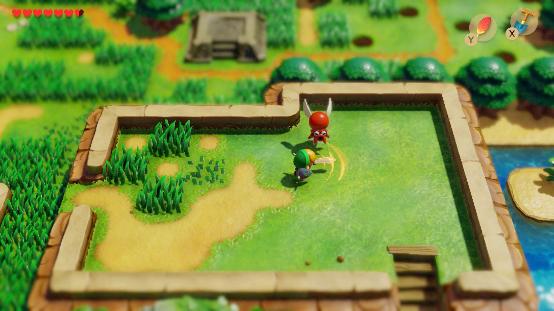 Combat on a smaller scale in The Legend of Zelda: Link's Awakening.