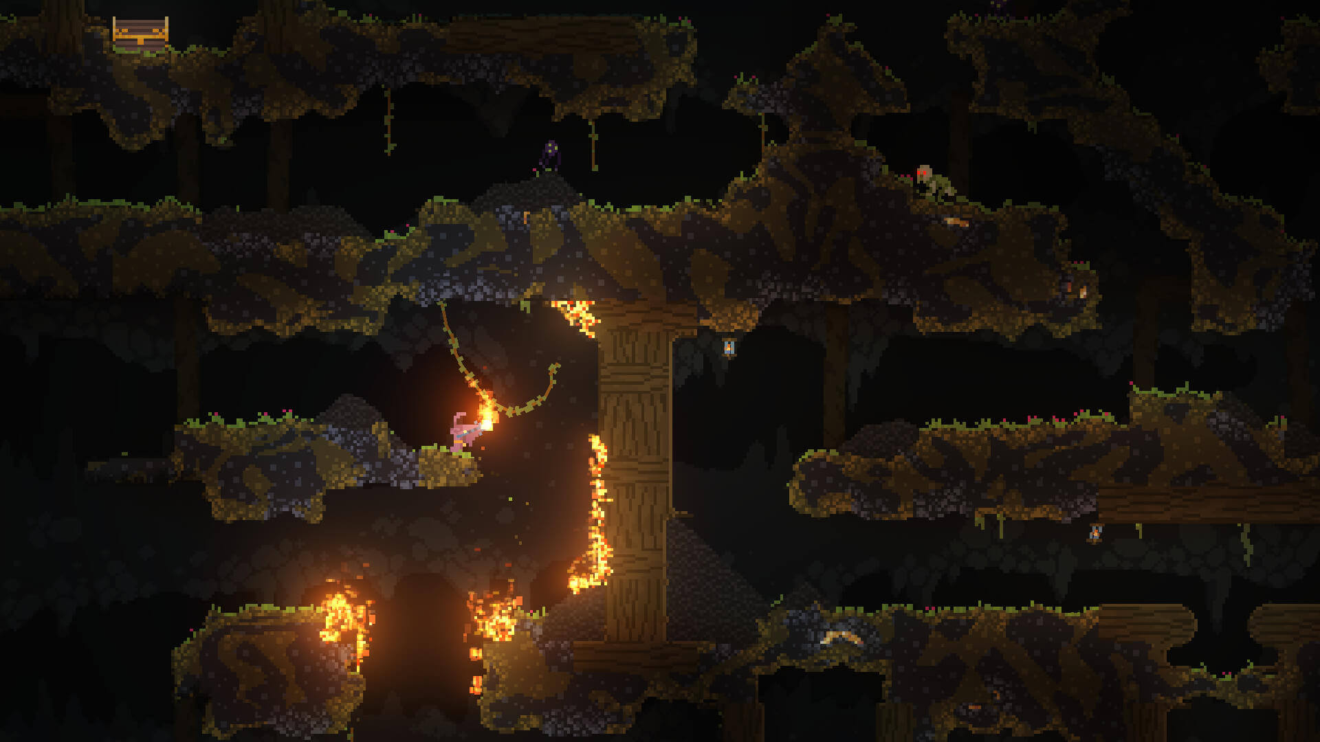 Much more is flammable than you'd think in Noita...