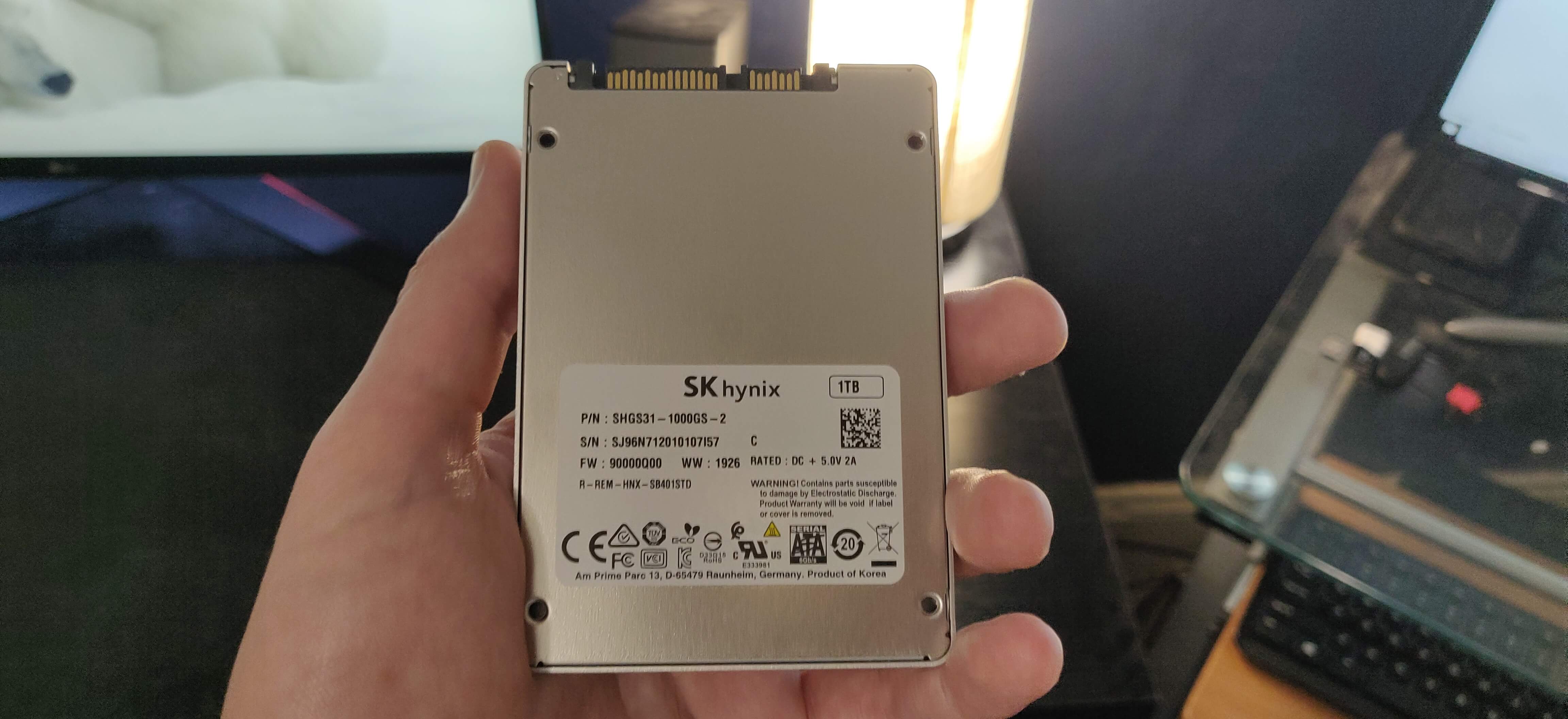 Back view of me holding the drive