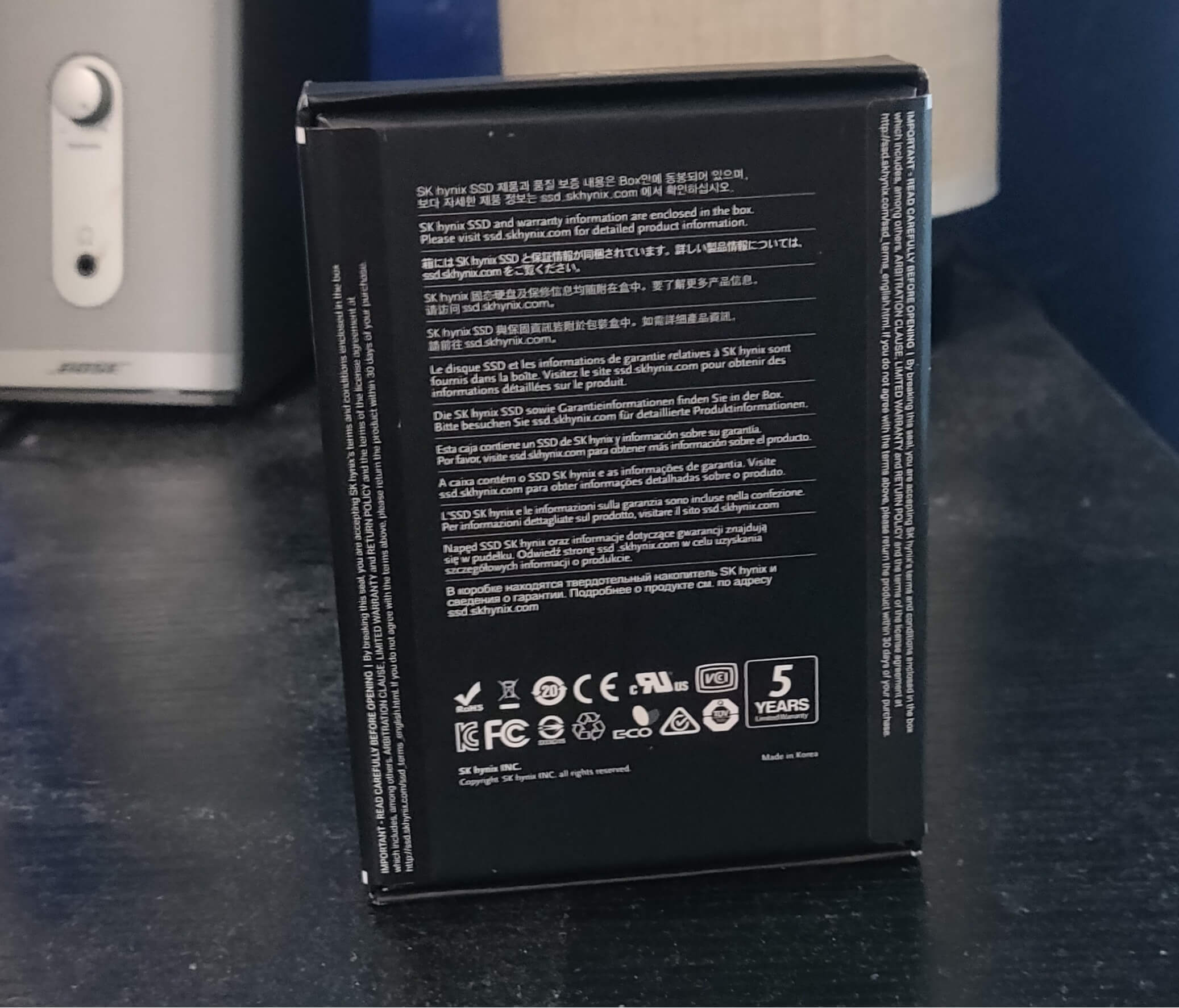 Back view of the SK Hynix Gold S31 1TB SSD packaging
